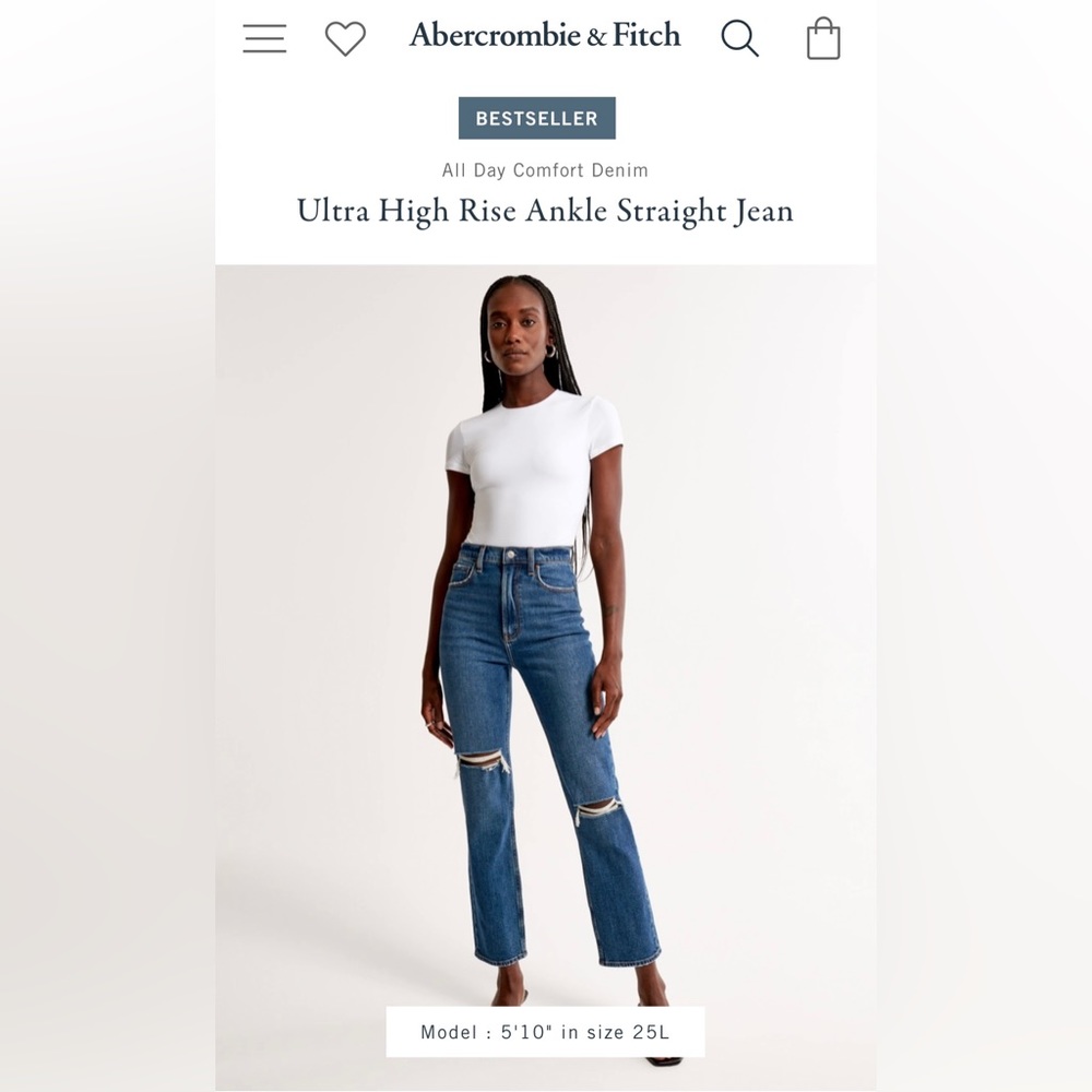 Abercrombie & Fitch: Curve Love The Ankle Straight Ultra High Rise 26L - Picture 2 of 6